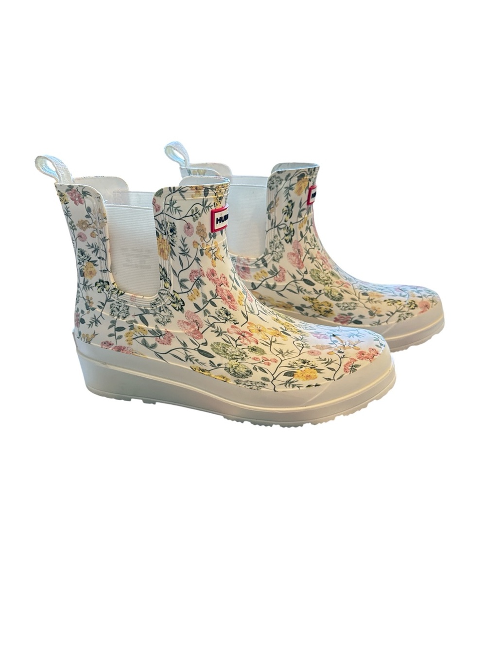 Hunter Tabitha Floral Chelsea Rain Boots Womens 9 Cottage Festival Grandma ankle